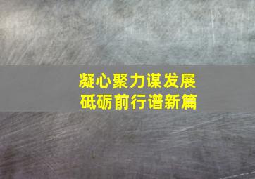 凝心聚力谋发展 砥砺前行谱新篇